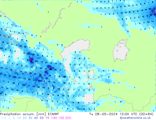 Toplam Yağış ECMWF Sa 28.05.2024 12 UTC