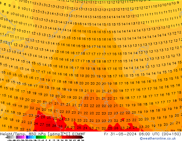 Yükseklik/Sıc. 850 hPa ECMWF Cu 31.05.2024 06 UTC