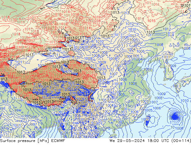 地面气压 ECMWF 星期三 29.05.2024 18 UTC