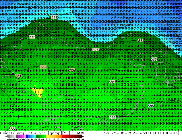 Z500/Rain (+SLP)/Z850 ECMWF 星期六 25.05.2024 06 UTC