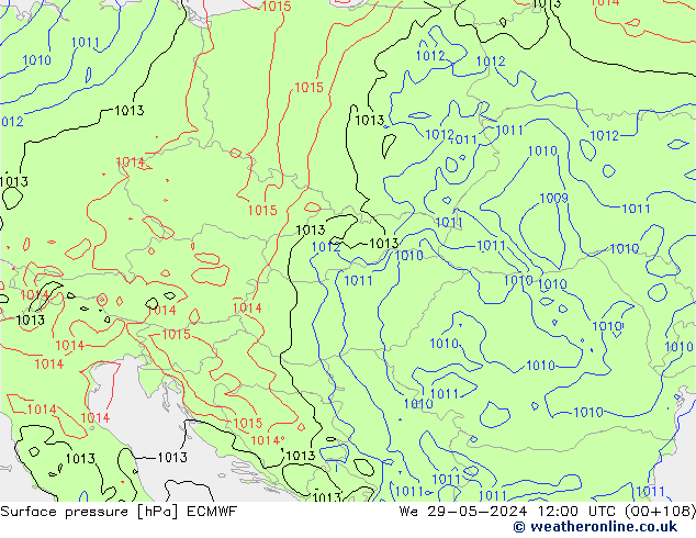 pressão do solo ECMWF Qua 29.05.2024 12 UTC