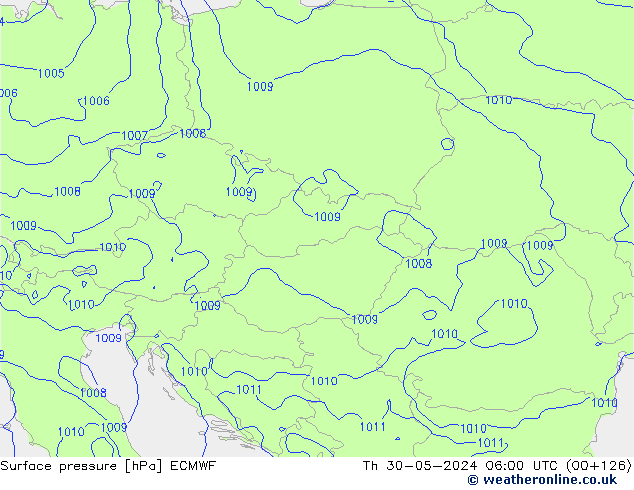 Presión superficial ECMWF jue 30.05.2024 06 UTC