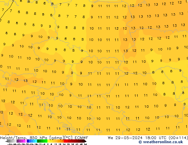 Z500/Rain (+SLP)/Z850 ECMWF mié 29.05.2024 18 UTC