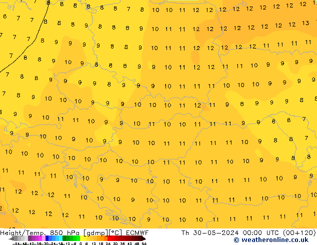 Z500/Rain (+SLP)/Z850 ECMWF Čt 30.05.2024 00 UTC