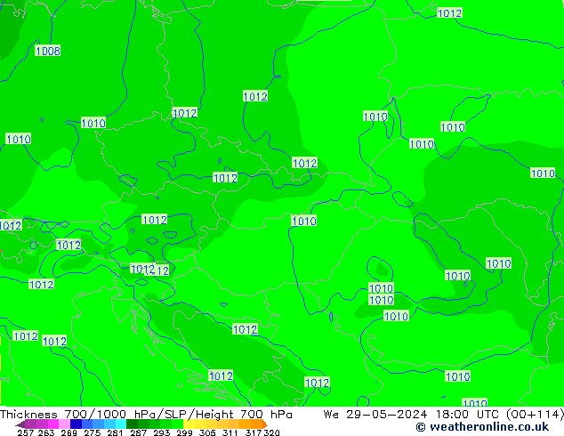 Thck 700-1000 hPa ECMWF We 29.05.2024 18 UTC