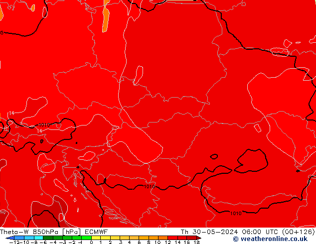 Theta-W 850hPa ECMWF  30.05.2024 06 UTC