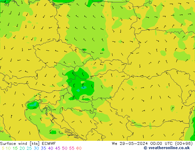 Surface wind ECMWF We 29.05.2024 00 UTC