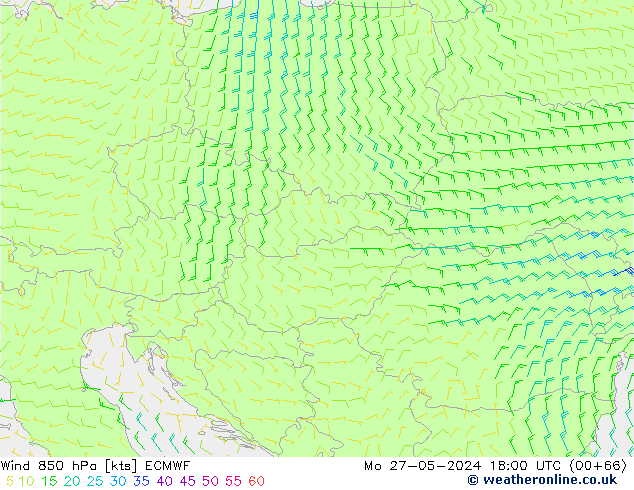 Wind 850 hPa ECMWF Mo 27.05.2024 18 UTC