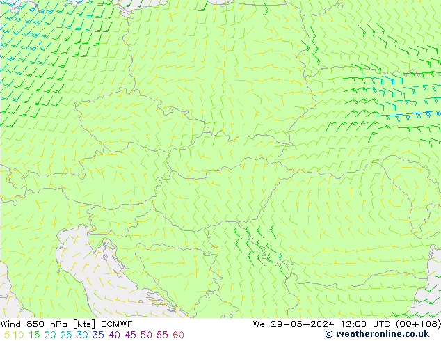 Wind 850 hPa ECMWF St 29.05.2024 12 UTC