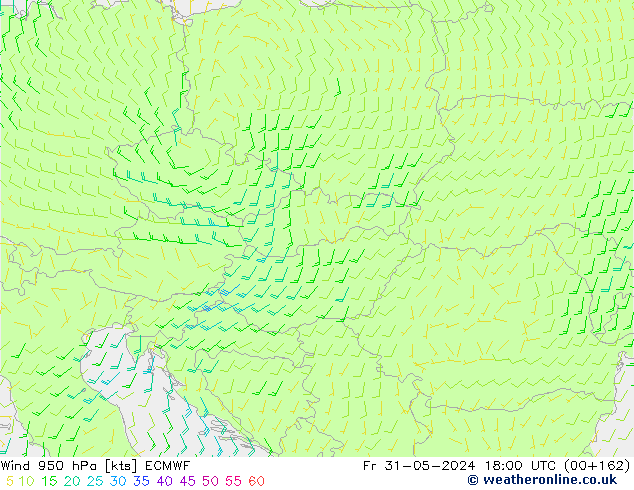 Vento 950 hPa ECMWF ven 31.05.2024 18 UTC