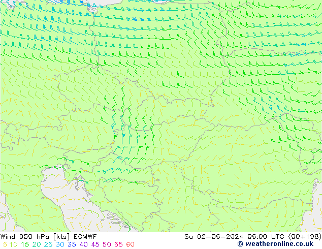 Wind 950 hPa ECMWF Su 02.06.2024 06 UTC