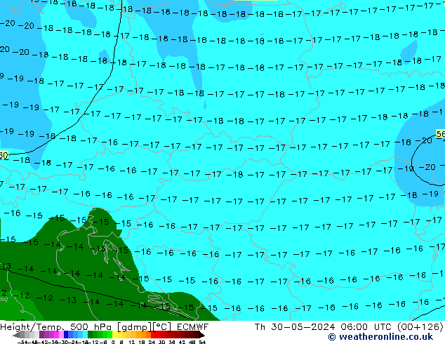 Z500/Rain (+SLP)/Z850 ECMWF jue 30.05.2024 06 UTC