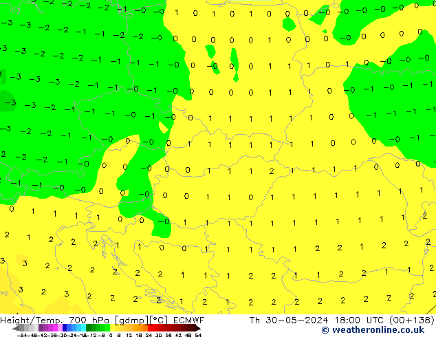 Géop./Temp. 700 hPa ECMWF jeu 30.05.2024 18 UTC