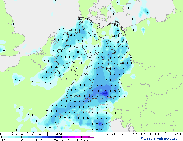 Z500/Rain (+SLP)/Z850 ECMWF Út 28.05.2024 00 UTC