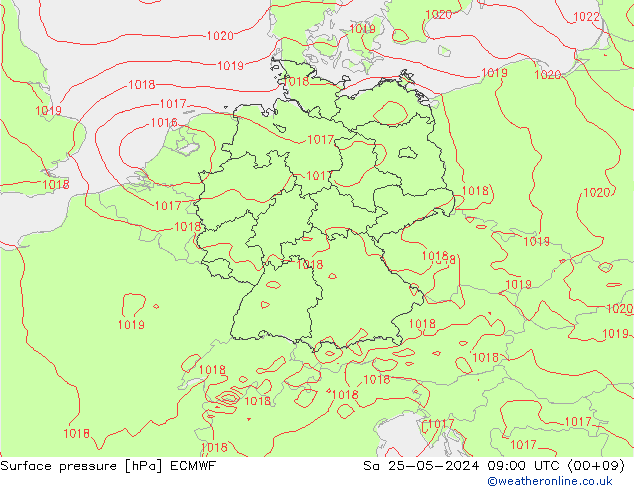 ciśnienie ECMWF so. 25.05.2024 09 UTC