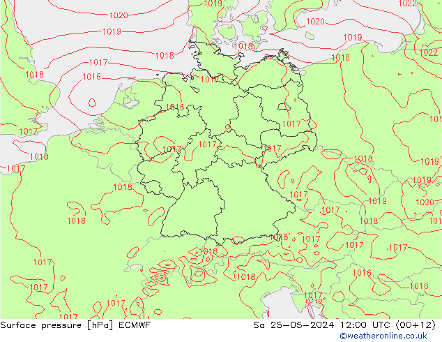 Surface pressure ECMWF Sa 25.05.2024 12 UTC