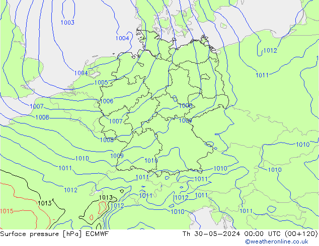 Bodendruck ECMWF Do 30.05.2024 00 UTC