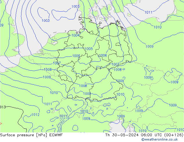 Bodendruck ECMWF Do 30.05.2024 06 UTC