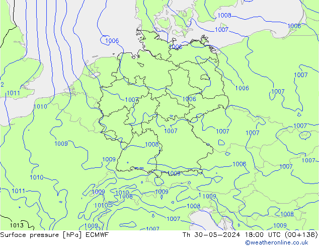 Surface pressure ECMWF Th 30.05.2024 18 UTC