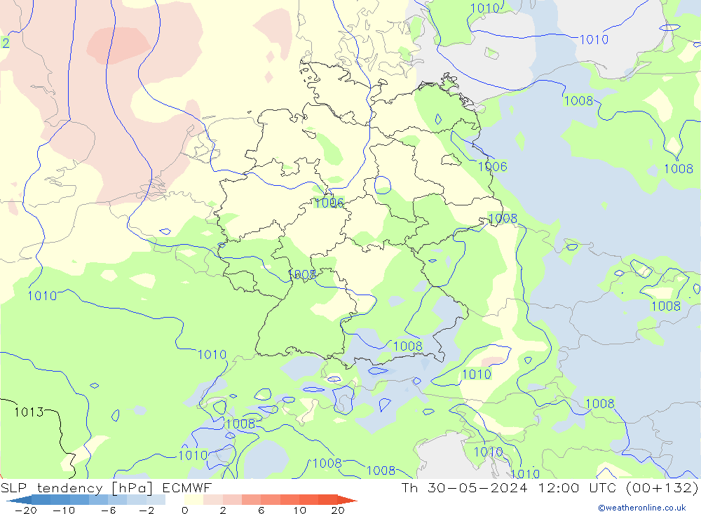 SLP tendency ECMWF Th 30.05.2024 12 UTC