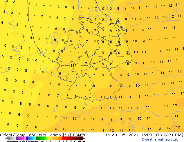 Z500/Rain (+SLP)/Z850 ECMWF  30.05.2024 18 UTC