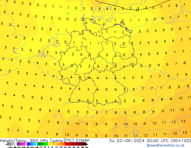 Z500/Rain (+SLP)/Z850 ECMWF nie. 02.06.2024 00 UTC