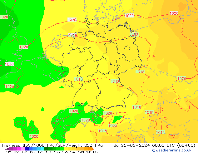 Thck 850-1000 hPa ECMWF Sa 25.05.2024 00 UTC