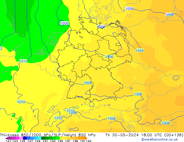 Thck 850-1000 hPa ECMWF Th 30.05.2024 18 UTC