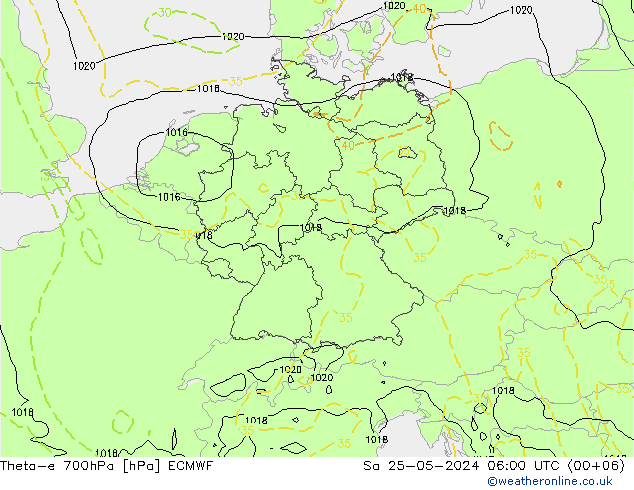 Theta-e 700hPa ECMWF za 25.05.2024 06 UTC