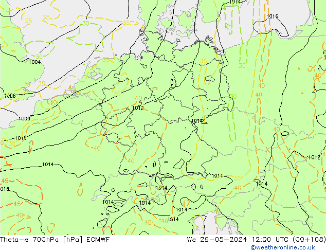 Theta-e 700гПа ECMWF ср 29.05.2024 12 UTC