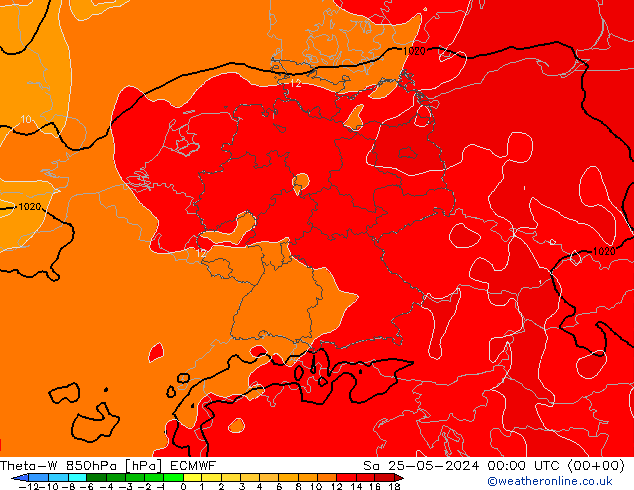 Theta-W 850hPa ECMWF sab 25.05.2024 00 UTC