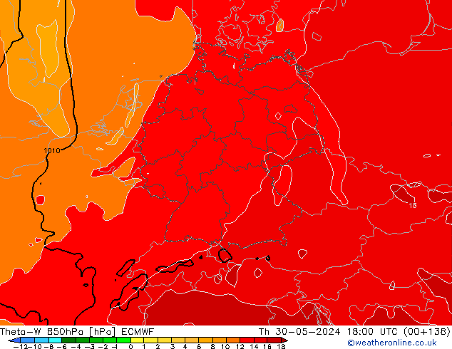 Theta-W 850hPa ECMWF Th 30.05.2024 18 UTC