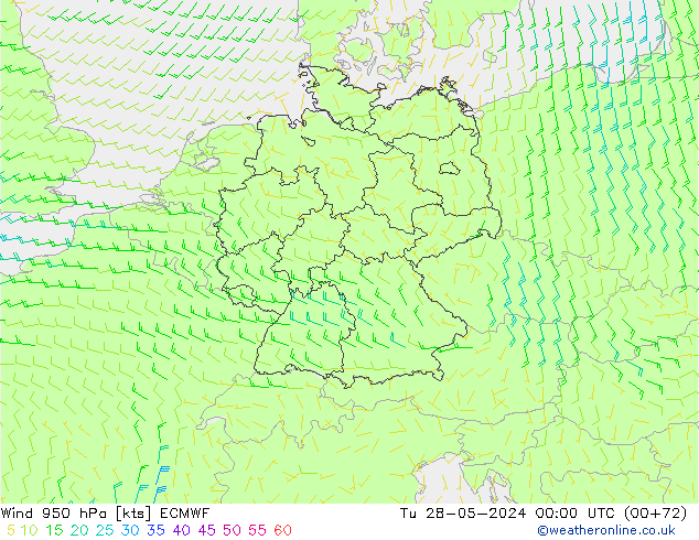 Wind 950 hPa ECMWF Tu 28.05.2024 00 UTC