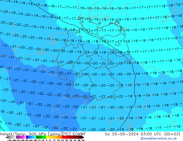 Height/Temp. 500 hPa ECMWF Sa 25.05.2024 03 UTC