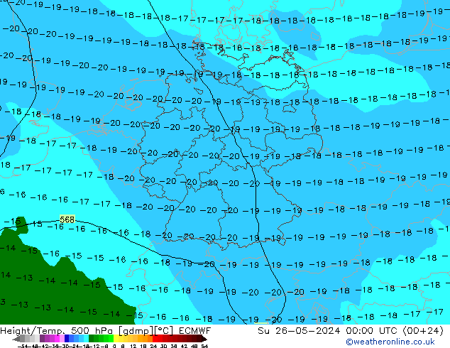 Height/Temp. 500 hPa ECMWF Su 26.05.2024 00 UTC