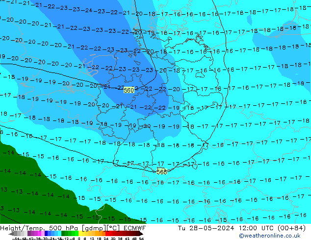 Z500/Yağmur (+YB)/Z850 ECMWF Sa 28.05.2024 12 UTC