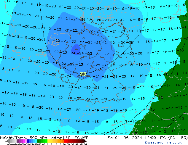 Z500/Rain (+SLP)/Z850 ECMWF sam 01.06.2024 12 UTC