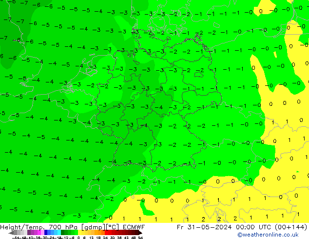 Height/Temp. 700 hPa ECMWF Fr 31.05.2024 00 UTC