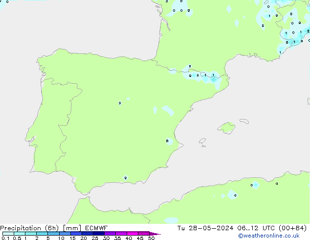 Precipitação (6h) ECMWF Ter 28.05.2024 12 UTC