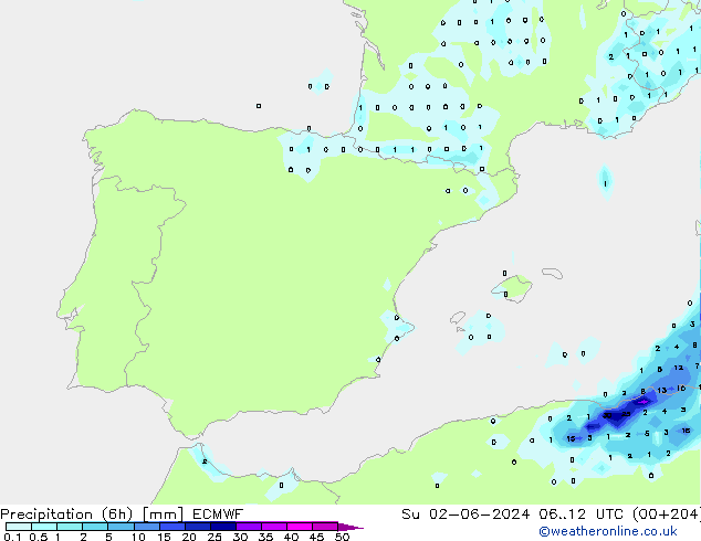 Z500/Rain (+SLP)/Z850 ECMWF Su 02.06.2024 12 UTC