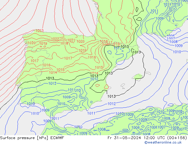 Surface pressure ECMWF Fr 31.05.2024 12 UTC