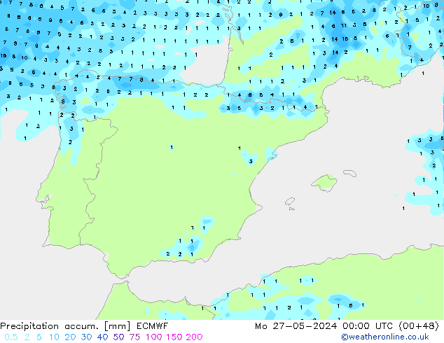 Toplam Yağış ECMWF Pzt 27.05.2024 00 UTC