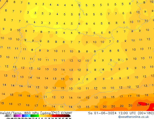 Z500/Rain (+SLP)/Z850 ECMWF сб 01.06.2024 12 UTC