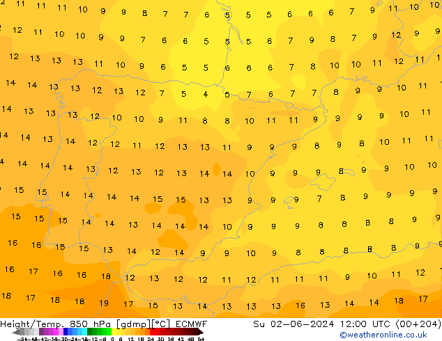 Z500/Rain (+SLP)/Z850 ECMWF Su 02.06.2024 12 UTC