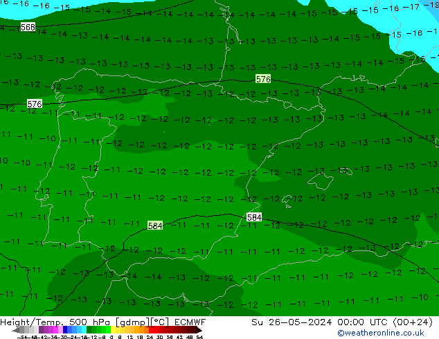 Z500/Rain (+SLP)/Z850 ECMWF dom 26.05.2024 00 UTC