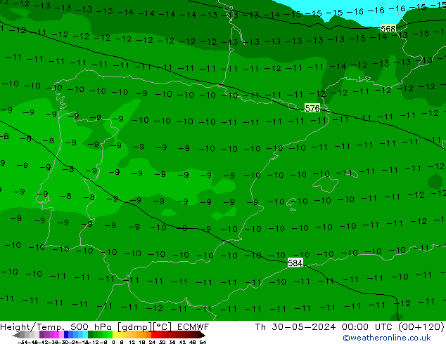 Z500/Yağmur (+YB)/Z850 ECMWF Per 30.05.2024 00 UTC