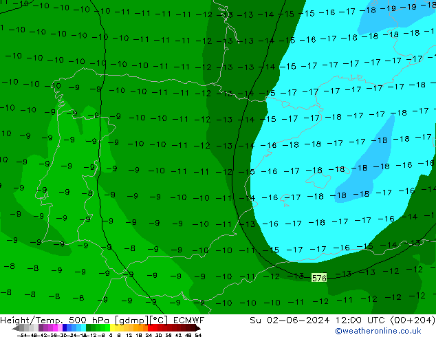 Z500/Rain (+SLP)/Z850 ECMWF Su 02.06.2024 12 UTC