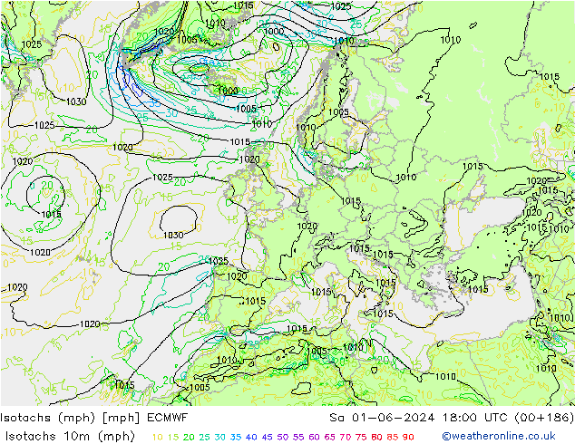 Isotachs (mph) ECMWF Sa 01.06.2024 18 UTC