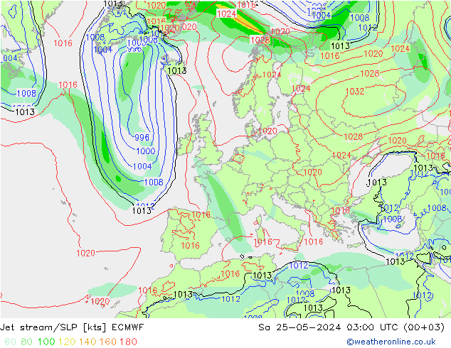 Jet stream/SLP ECMWF So 25.05.2024 03 UTC