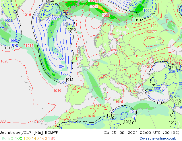 джет/приземное давление ECMWF сб 25.05.2024 06 UTC